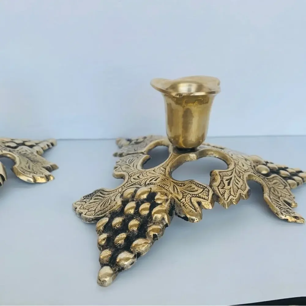 Vintage Brass Candle Holder Set